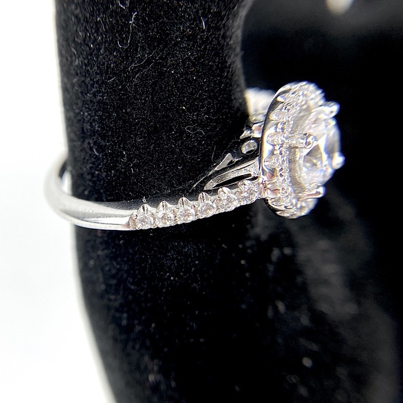Engagement Style Diamond Sterling Silver Ring - Picture 9 of 9